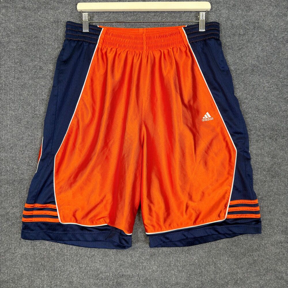 Vintage Adidas Men's Basketball Shorts Size M Orange Workout Y2K Dazzle Silky